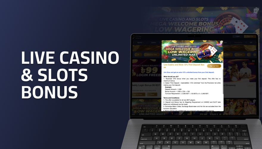 live casino and slots bonus