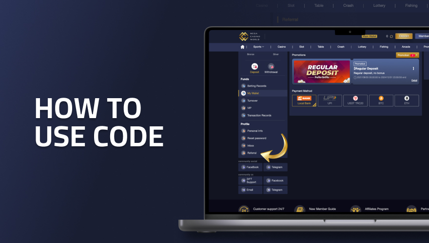 use of referral code in casino